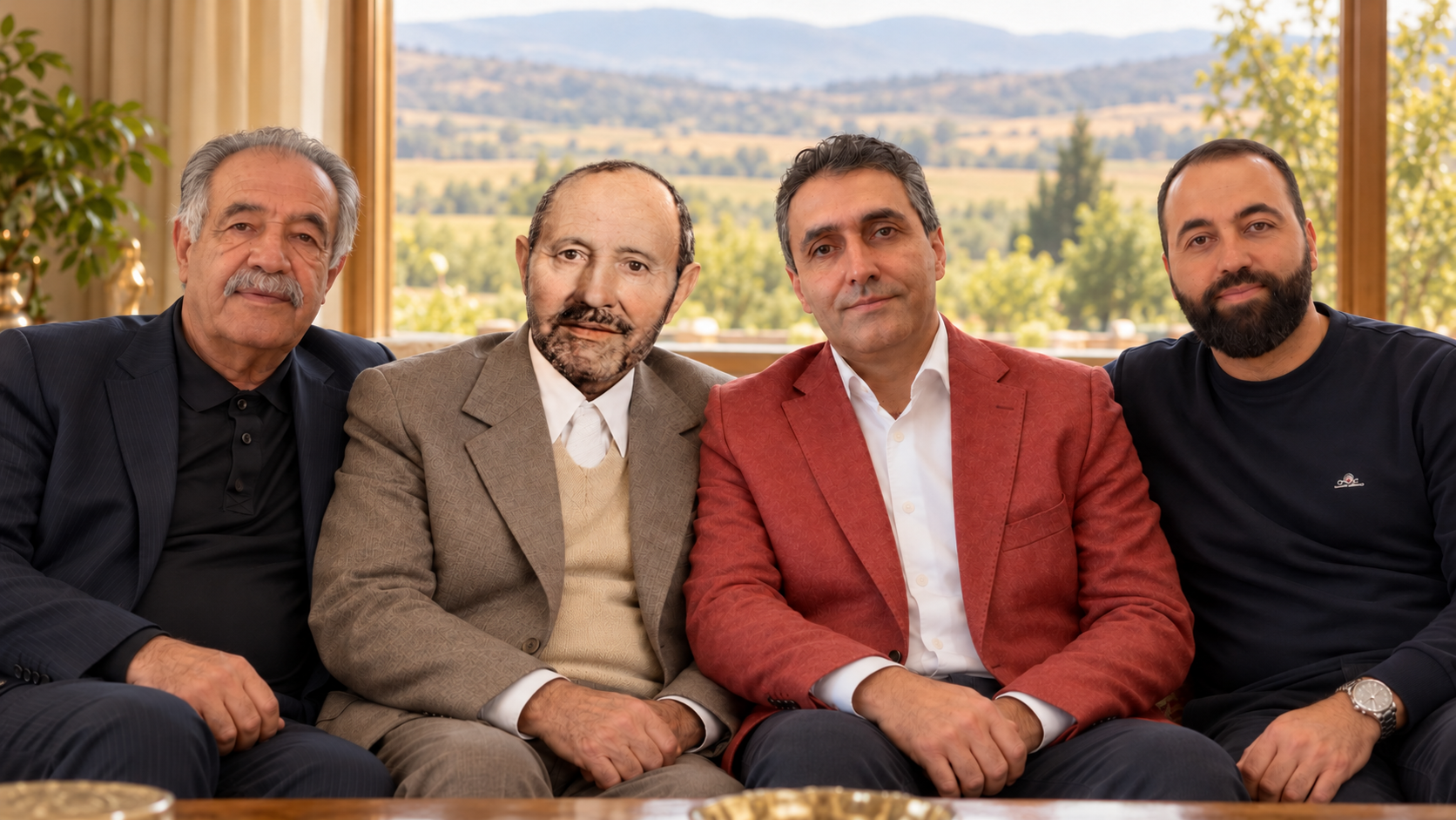 Four-person family portrait with Ebrahim’s grandfather